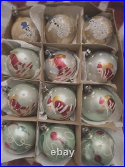 12 vtg Fantasia Poland Glass Christmas Tree Ornaments Santa, Snowman 12 vtg Fantasia Poland Glass Christmas Tree Ornaments Santa, Snowman
