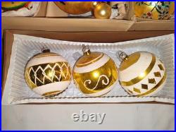 13= 4 Boxes Jumbo Santa Land Mercury Glass Christmas Ornaments Poland+ 3.5&6