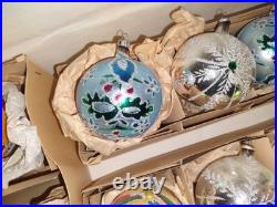 13= 4 Boxes Jumbo Santa Land Mercury Glass Christmas Ornaments Poland+ 3.5&6