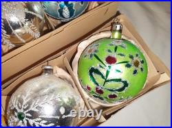 13= 4 Boxes Jumbo Santa Land Mercury Glass Christmas Ornaments Poland+ 3.5&6