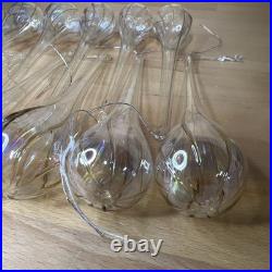 13 Vintage Blown Glass Teardrop Icicle with Gold Stenciled Christmas Ornament 7.5