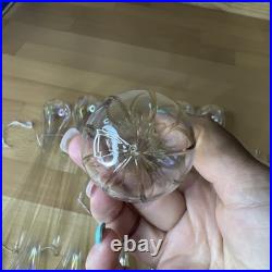 13 Vintage Blown Glass Teardrop Icicle with Gold Stenciled Christmas Ornament 7.5