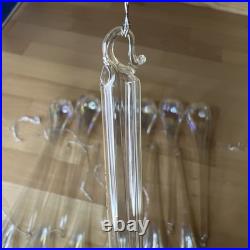 13 Vintage Blown Glass Teardrop Icicle with Gold Stenciled Christmas Ornament 7.5