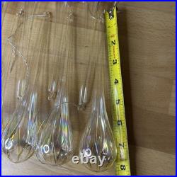 13 Vintage Blown Glass Teardrop Icicle with Gold Stenciled Christmas Ornament 7.5