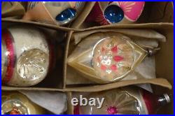 13 Vintage Teardrop Indent Japan Glass Christmas Tree Ornaments Hand Painted