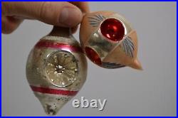 13 Vintage Teardrop Indent Japan Glass Christmas Tree Ornaments Hand Painted