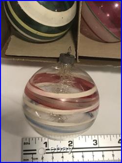 14 PC Vintage Shiny Brite Christmas Striped WW2 Wartime Unsilvered Ornament LOT