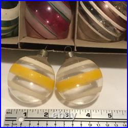 14 PC Vintage Shiny Brite Christmas Striped WW2 Wartime Unsilvered Ornament LOT