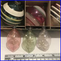 14 PC Vintage Shiny Brite Christmas Striped WW2 Wartime Unsilvered Ornament LOT