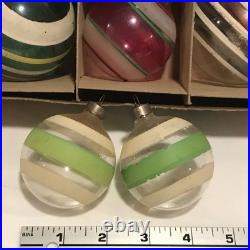 14 PC Vintage Shiny Brite Christmas Striped WW2 Wartime Unsilvered Ornament LOT