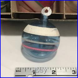 14 PC Vintage Shiny Brite Christmas Striped WW2 Wartime Unsilvered Ornament LOT