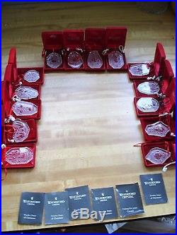 14 Pcs. Waterford 12 Days of Christmas Ornaments withBoxes 1982-1995