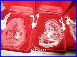 14 Waterford Crystal 12 Days Of Christmas Ornaments Set Mint 1982 -1995