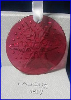 $145 2013 LALIQUE SNOWFLAKE CHRISTMAS TREE ORNAMENT RED New in Box