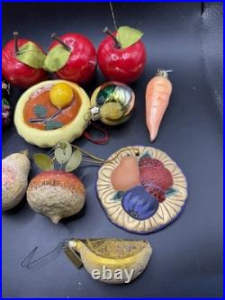 15 Pc Vintage Fruit Vegetable Christmas Ornaments Lot Kurt Adler Glass