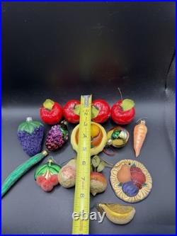 15 Pc Vintage Fruit Vegetable Christmas Ornaments Lot Kurt Adler Glass