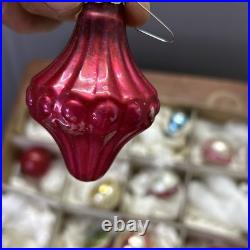 15 VTG Shiny Brite / German Mercury Glass Christmas Ornaments Bumpy Lantern UFO