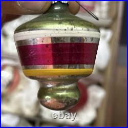15 VTG Shiny Brite / German Mercury Glass Christmas Ornaments Bumpy Lantern UFO