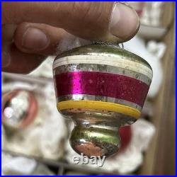 15 VTG Shiny Brite / German Mercury Glass Christmas Ornaments Bumpy Lantern UFO