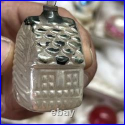 15 VTG Shiny Brite / German Mercury Glass Christmas Ornaments Bumpy Lantern UFO