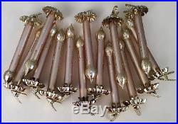 15 Vintage Glass Clip on Candle Christmas Tree Ornaments-5inch-Gold-Matte RARE
