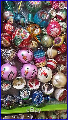150 Huge Lot Vintage/Antique Glass Christmas Ornaments USA Poland Germany Japan