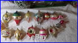 16 Antique Victorian Xmas Glass Fancy Shape Ornaments Patriotic PINK Germany