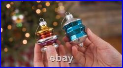 16 Pcs Vintage Glass Christmas Ornaments Retro Reflector Baubles Assorted
