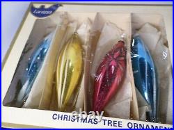 16 Vintage Shiny Brite Glass Christmas Tree Ornaments Long Tear Drop