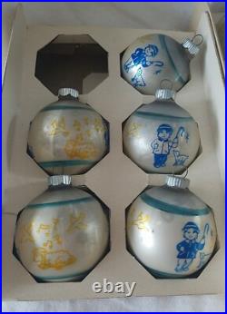 17 Shiny Brite Shepherd Boy WithSheep & Doves Stencil Glass Nursery Rhyme Ornament