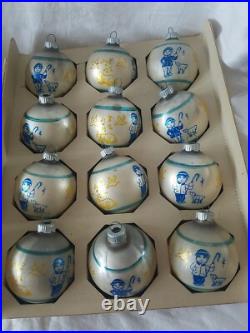 17 Shiny Brite Shepherd Boy WithSheep & Doves Stencil Glass Nursery Rhyme Ornament