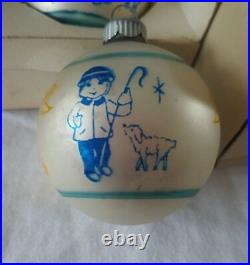 17 Shiny Brite Shepherd Boy WithSheep & Doves Stencil Glass Nursery Rhyme Ornament