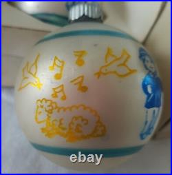 17 Shiny Brite Shepherd Boy WithSheep & Doves Stencil Glass Nursery Rhyme Ornament