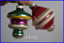 17 Vintage Shiny Brite UFO Tornado Top Glass Christmas Tree Ornaments MCM Lot LG