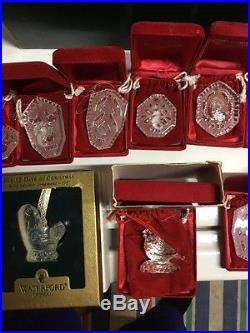17 WATERFORD CRYSTAL 12 DAYS OF CHRISTMAS ORNAMENTS MINT! 1979 -1995 See Pics