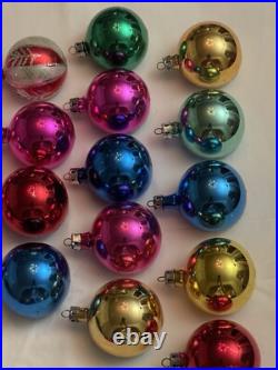 18 Vintage Indent Glass Blown Colorful Glitter Xmas Ornaments includes 4 Minis