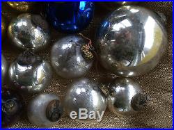 19 VTG Antique Kugel Mercury Glass Christmas Ornaments cobalt red silver Germany