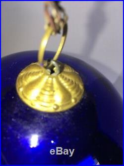 1920s Vintage Early Deep Blue Glass Heavy 4.25 Christmas Kugel Ornament Germany