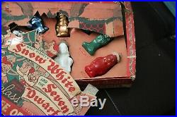 1938 Snow White Vintage Christmas ornaments Double Glo in box full set