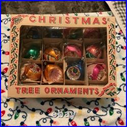 1950's-Christmas Ornaments Glass Poland Fantasia Indents Reflectors in orig. BOX