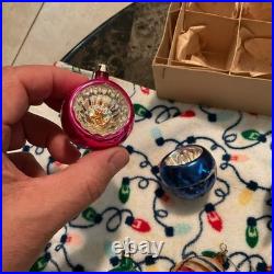 1950's-Christmas Ornaments Glass Poland Fantasia Indents Reflectors in orig. BOX