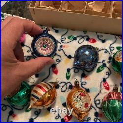1950's-Christmas Ornaments Glass Poland Fantasia Indents Reflectors in orig. BOX