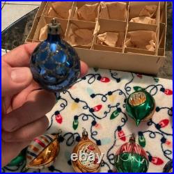 1950's-Christmas Ornaments Glass Poland Fantasia Indents Reflectors in orig. BOX