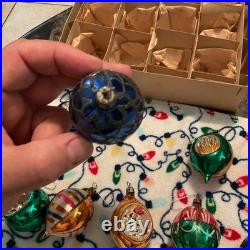 1950's-Christmas Ornaments Glass Poland Fantasia Indents Reflectors in orig. BOX