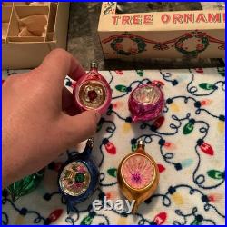 1950's-Christmas Ornaments Glass Poland Fantasia Indents Reflectors in orig. BOX
