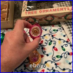 1950's-Christmas Ornaments Glass Poland Fantasia Indents Reflectors in orig. BOX