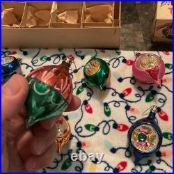 1950's-Christmas Ornaments Glass Poland Fantasia Indents Reflectors in orig. BOX