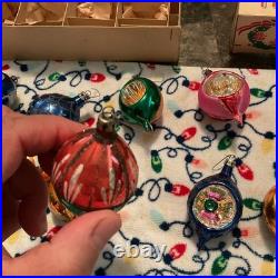 1950's-Christmas Ornaments Glass Poland Fantasia Indents Reflectors in orig. BOX