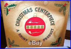 1950's SHINY-BRITE CHRISTMAS TREE CENTERPIECE with BLUE ORNAMENTS & ORIGINAL BOX