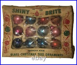 1950's Shiny Brite American Made Glass Christmas Tree Ornaments 12-Pack